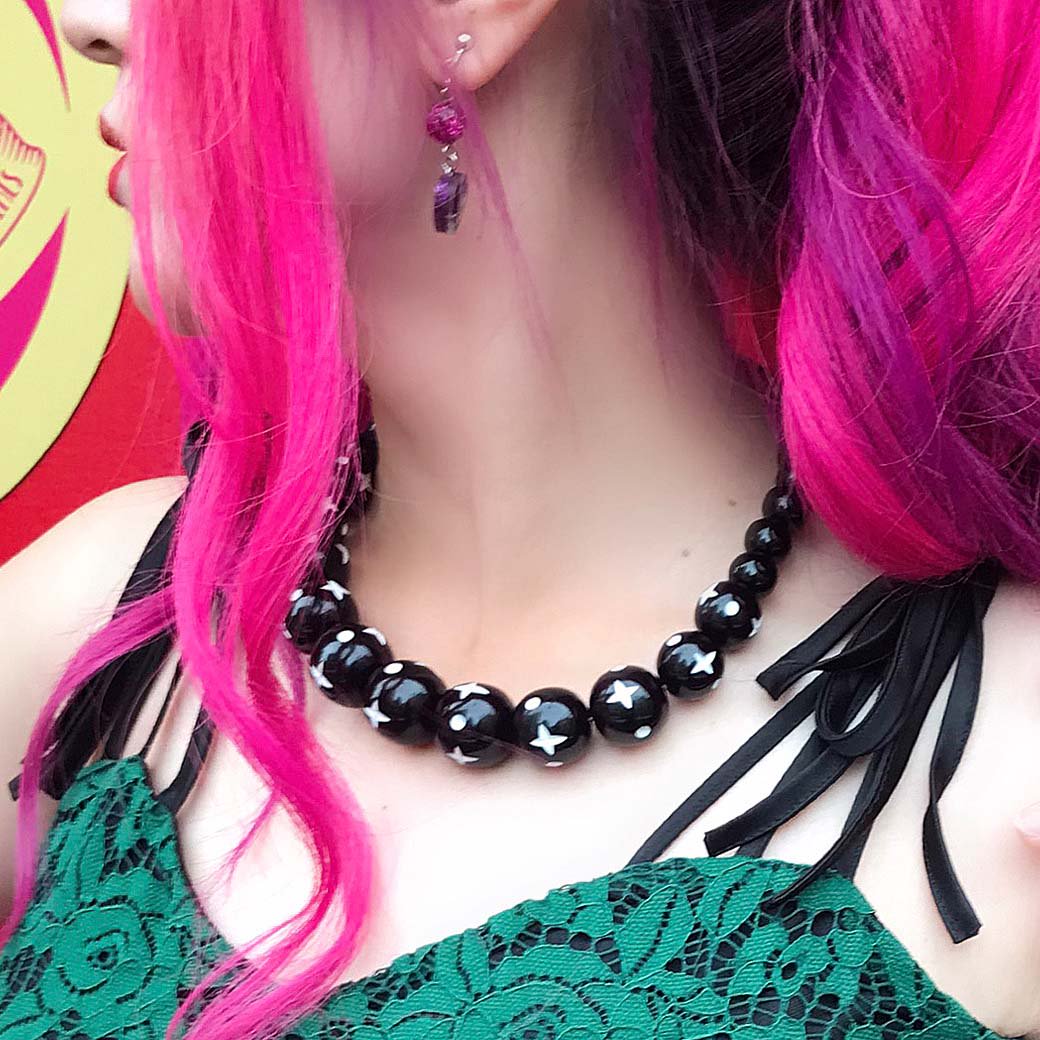 Splendette】Hater Carved Bead Necklace ヘイターブラック ビーズネックレス Vallery's Trap  Online Shop REAL PIN UP GIRLS  ROCKIN' GROUPIES!!