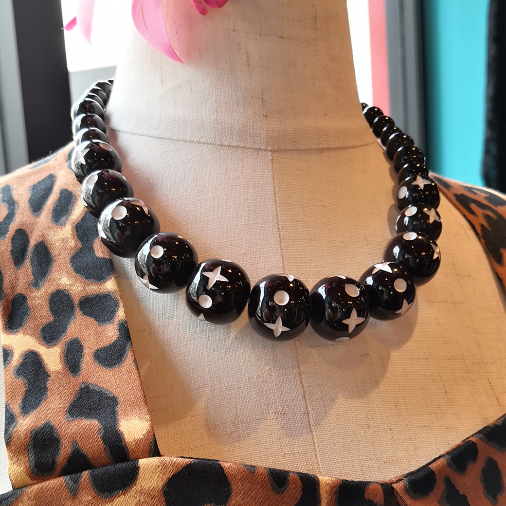 ブラックビーズ ネックレス Black Beads Necklace＃