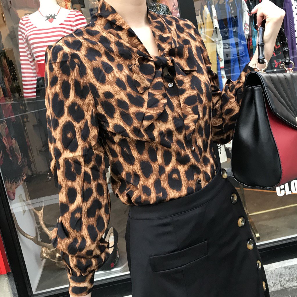 美品 Leopard Flare Blouse - シャツ/ブラウス(半袖/袖なし)
