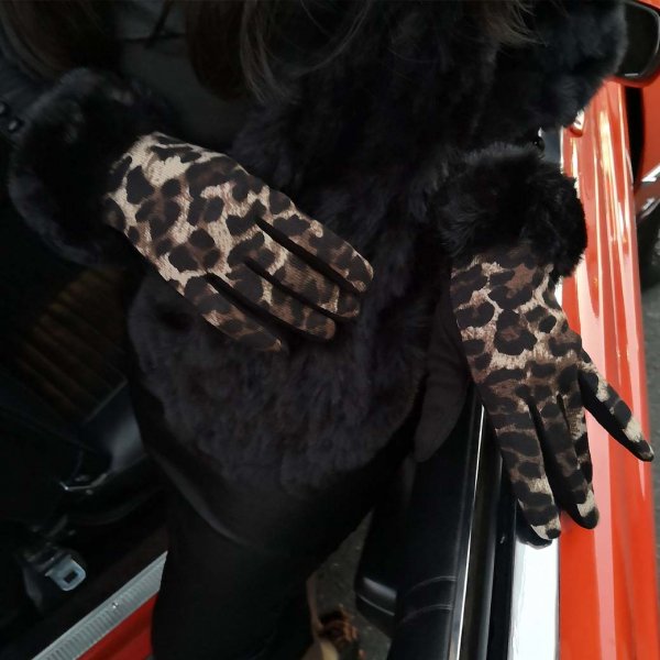 【Collectif】 Liona Faux Fur Gloves フェイクファーグローブ レオパード