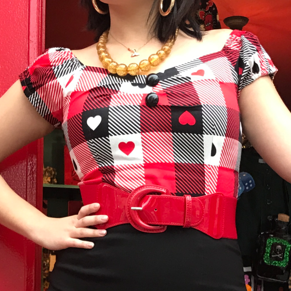 【Collectif】Dolores Heart Gingham Top ピンナップトップス ハート＆ギンガムチェック