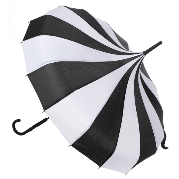 【SOURPUSS】PAGODA UMBRELLA BLACK/WHITE 　サーカスストライプパゴダ傘