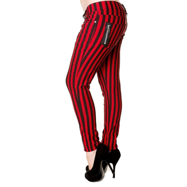 【BANNED】Stripe Skinny Jeans ストライプスキニーパンツ レッド (Ladies Size)