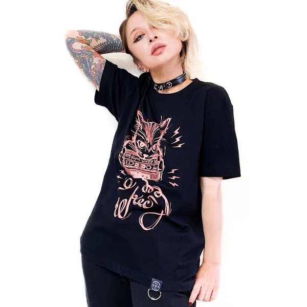 【Rec by Royal Pussy】TAPE CAT TEE BLACK×PINK