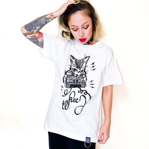 【Rec by Royal Pussy】TAPE CAT TEE WHITE