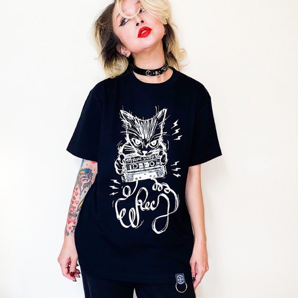【Rec by Royal Pussy】 TAPE CAT TEE BLACK×WHITE 