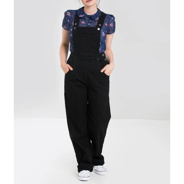<img class='new_mark_img1' src='https://img.shop-pro.jp/img/new/icons1.gif' style='border:none;display:inline;margin:0px;padding:0px;width:auto;' />【Hell Bunny】Elly May Denim Dungaree  オーバーオール ブラック