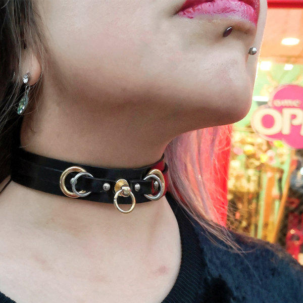 【Rec by Royal Pussy】DOUBLE RING CHOKER -GOLD & SILVER BLACK（Sサイズ）