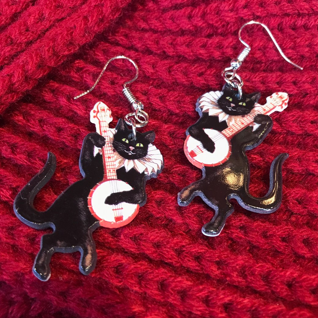 【Vallery's Select】Banjo Black Cat Earrings バンジョー猫 ピアス/イヤリング - Vallery's  Trap Online Shop REAL PIN UP GIRLS & ROCKIN' GROUPIES!!