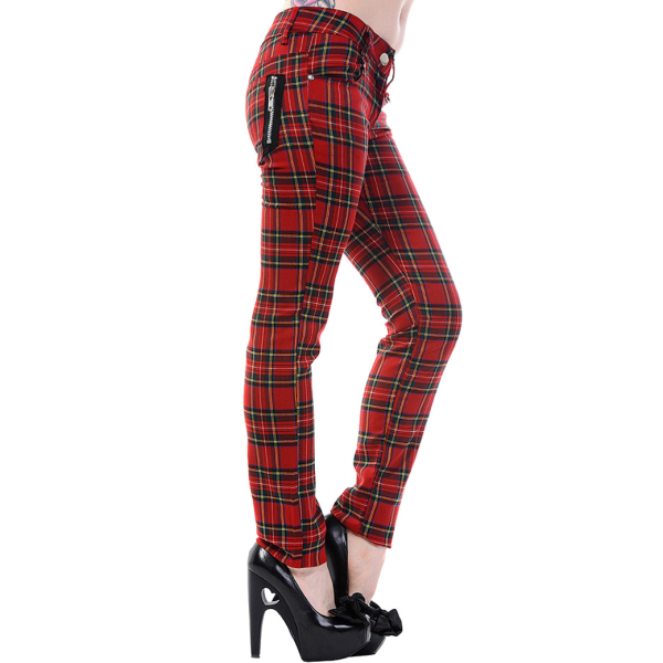 【BANNED】Tartan Skinny Trousers Red タータンチェック スキニーパンツ (Unisex Size)