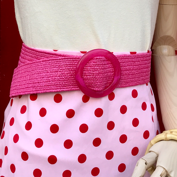 VALLERY'S SELECTSummer Stretch Straw Belt in Pink