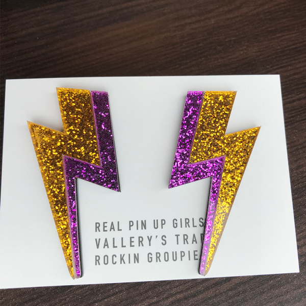 VALLERY'S SELECTGlitter Acrylic Lightning Bolt Earrings Large åʥ ԥ 