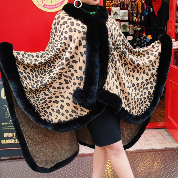 【VALLERY'S SELECT】Faux Fur Cape Leopard ヒョウ柄ファーケープ