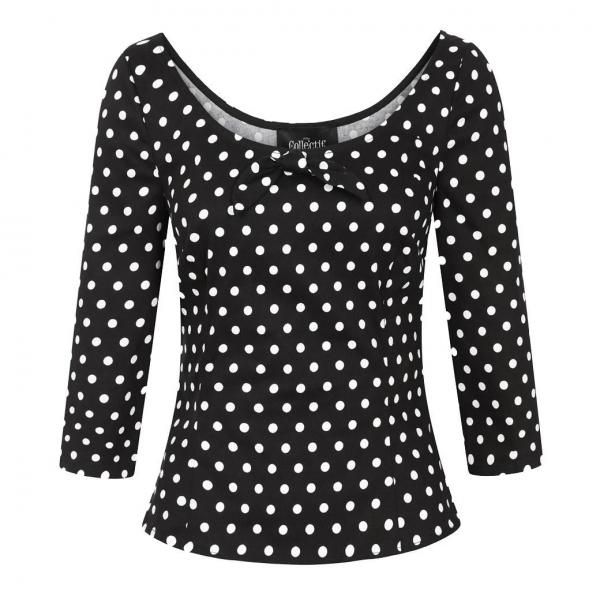 Collectif50s Suzy Polka Top Black/White  UK6 (7-9)5ʬµݥ륫ɥåȥȥåץ