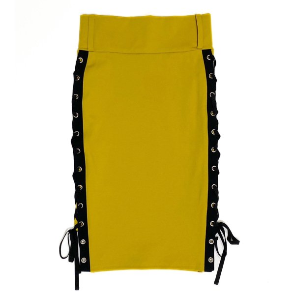【Rec by Royal Pussy】Side Laced Pencil Skirt -YELLOW