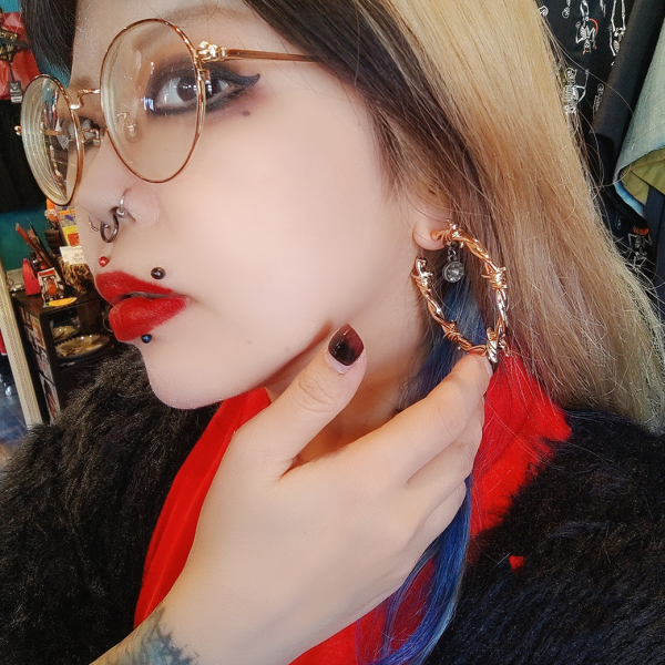 【VALLERY'S SELECT】Small Barbed Wire Hoop Earrings  有刺鉄線ピアス 5cm径 