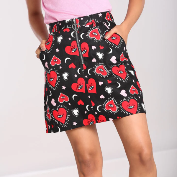 【Hell Bunny】Kate Heart Mini Skirt Aラインミニスカート