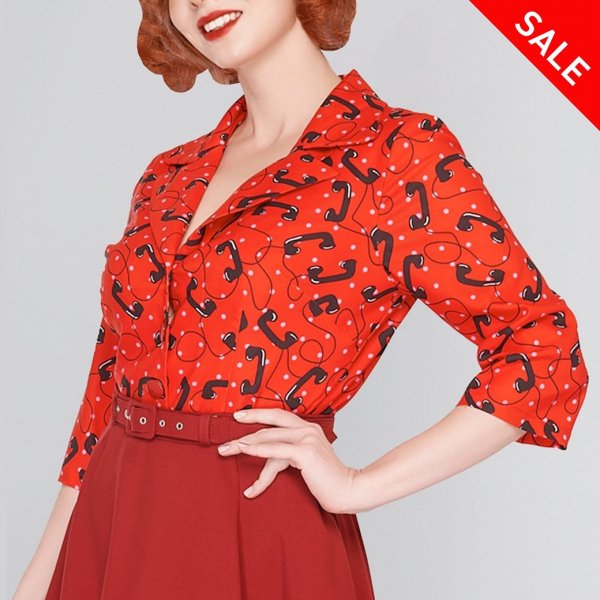 Collectif X Lindy Bop Julia Tele Blouse ƥե֥饦 