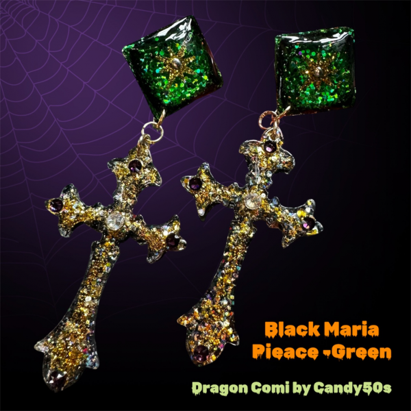 Dragon Comi by Candy50sBlack Maria Pieace -Green & Purple Rhinestone