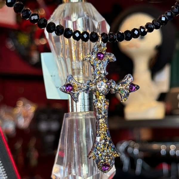 Dragon Comi by Candy50sBlack Maria Pendant -Purple Rhinestone