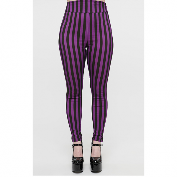 Unique Vintage High Waist Cigarette Pants Black & Purple