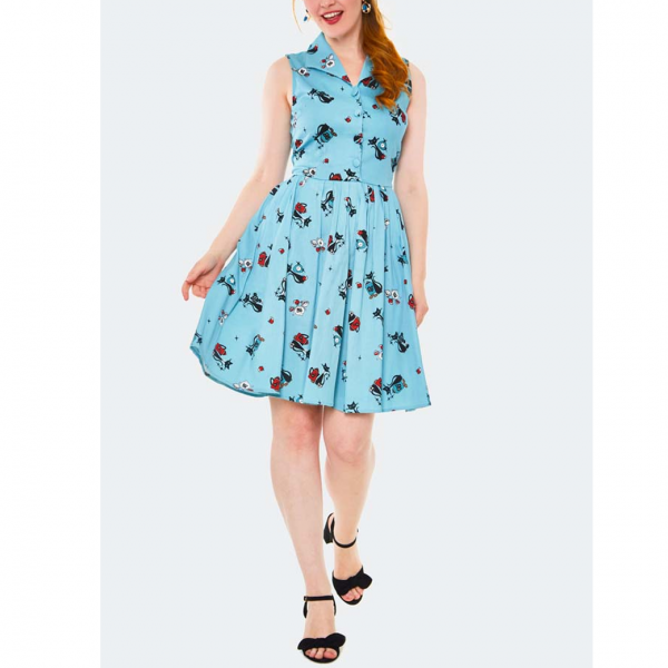 <img class='new_mark_img1' src='https://img.shop-pro.jp/img/new/icons1.gif' style='border:none;display:inline;margin:0px;padding:0px;width:auto;' />Voodoo VixenKitty Sleeveless Flare Dress -Size S