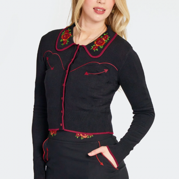 <img class='new_mark_img1' src='https://img.shop-pro.jp/img/new/icons1.gif' style='border:none;display:inline;margin:0px;padding:0px;width:auto;' />Voodoo VixenVintage Rose Embroidered Collar Cardigan ɽǥ