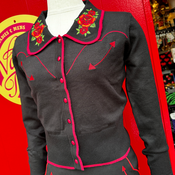 Voodoo VixenVintage Rose Embroidered Collar Cardigan ɽǥ