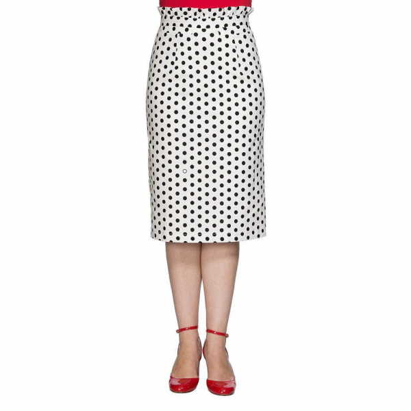 BANNEDPOLKA FRILL PENCIL SKIRT White