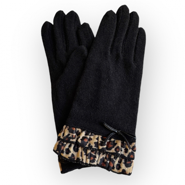 VALLERY'S SELECTRetro Knit Glove -BlackLeopard