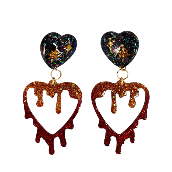 Dragon Comi by Candy50sMelt Heart Glitter Pieace -Black Gold 