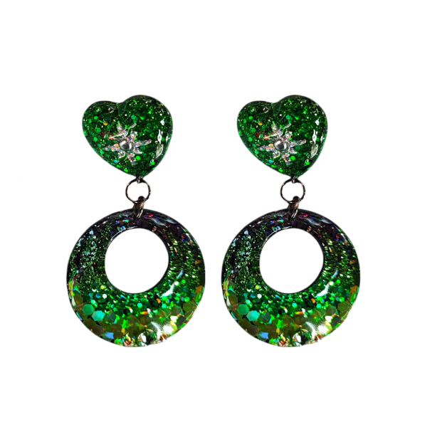 Dragon Comi by Candy50sCircle Heart Glitter Pieace -Green