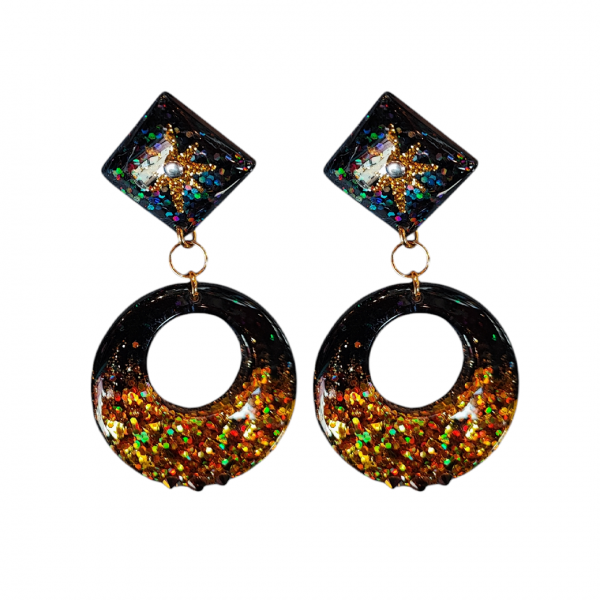 Dragon Comi by Candy50sCircle Square Glitter Pieace -Black/Gold