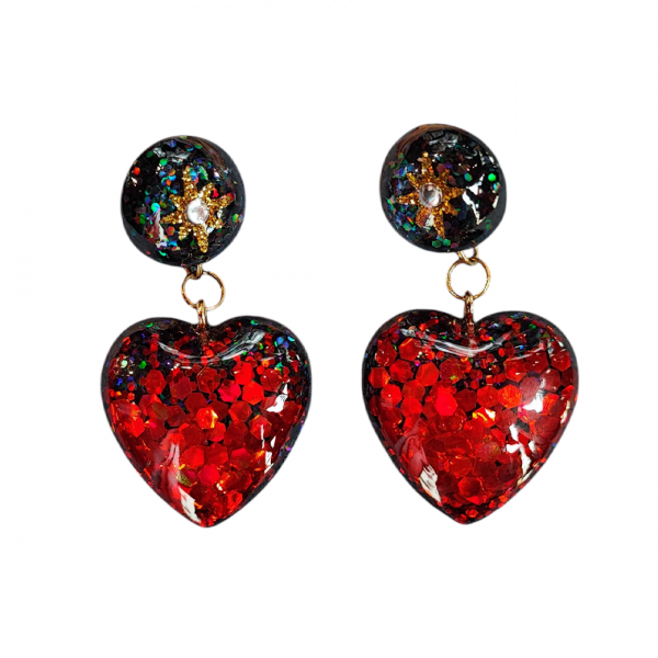 Dragon Comi by Candy50sDome Heart Glitter Pieace -Black Red