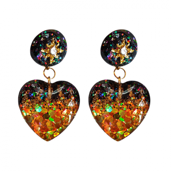 Dragon Comi by Candy50sDome Heart Glitter Pieace -Black Gold