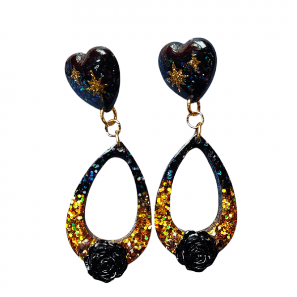 Dragon Comi by Candy50sRose Heart Glitter Pieace -Black Gold