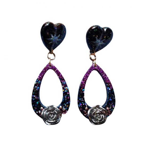 Dragon Comi by Candy50sRose Heart Glitter Pieace -Purple Black