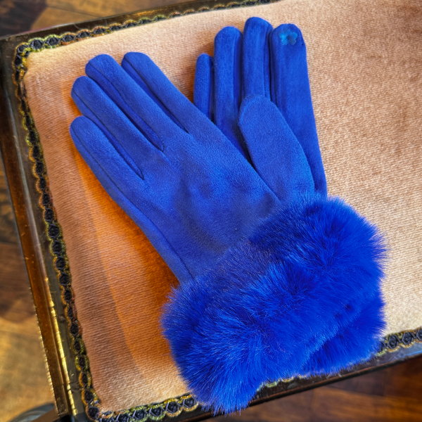 VALLERY'S SELECTFaux Fur Retro Knit Glove -Royal Blue