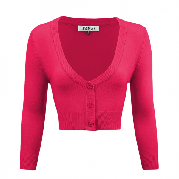 <img class='new_mark_img1' src='https://img.shop-pro.jp/img/new/icons1.gif' style='border:none;display:inline;margin:0px;padding:0px;width:auto;' />VALLERY'S SELECTV-Neck Cropped Cardigan -Rose Pink