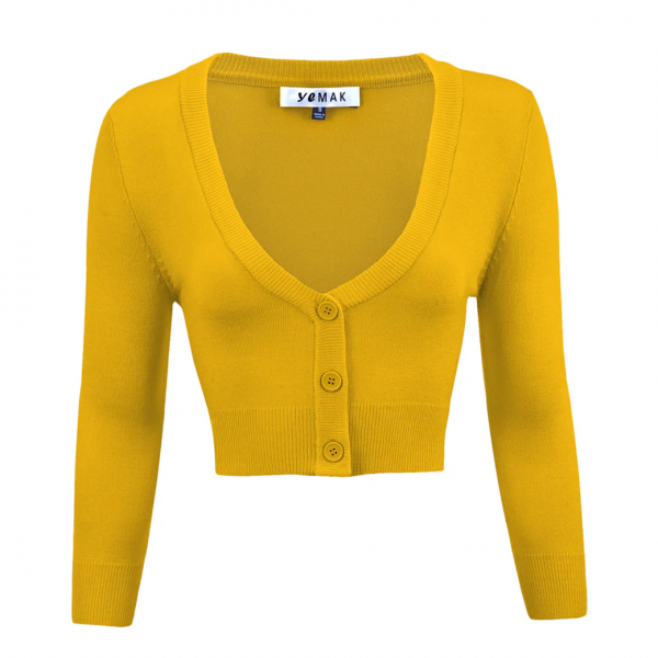 <img class='new_mark_img1' src='https://img.shop-pro.jp/img/new/icons1.gif' style='border:none;display:inline;margin:0px;padding:0px;width:auto;' />VALLERY'S SELECTV-Neck Cropped Cardigan -Honey