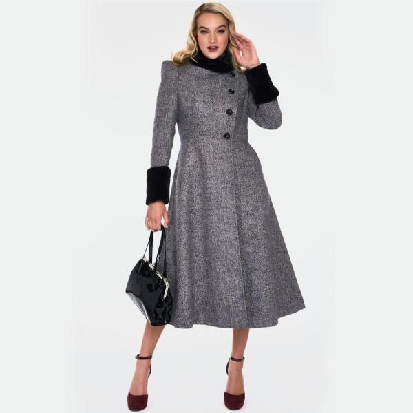 20OFF!!Voodoo Vixen40s style Faux Fur Trim Coat