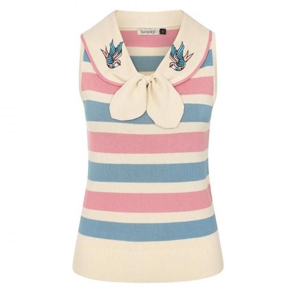 <img class='new_mark_img1' src='https://img.shop-pro.jp/img/new/icons1.gif' style='border:none;display:inline;margin:0px;padding:0px;width:auto;' />BANNED ZELDA SWALLOW STRIPED JUMPER