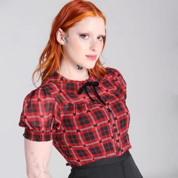 <img class='new_mark_img1' src='https://img.shop-pro.jp/img/new/icons1.gif' style='border:none;display:inline;margin:0px;padding:0px;width:auto;' />Hell BunnyDate Night Blouse Red -size XS