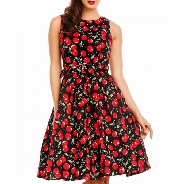 DOLLY and DOTTYAnnie Retro Swing Dress in Black Cherry