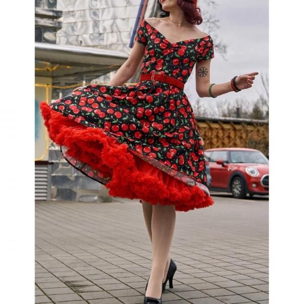 DOLLY and DOTTYLily Cherry Off Shoulder Dress -size UK8
