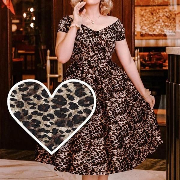 DOLLY and DOTTYLily Leopard Off Shoulder Dress