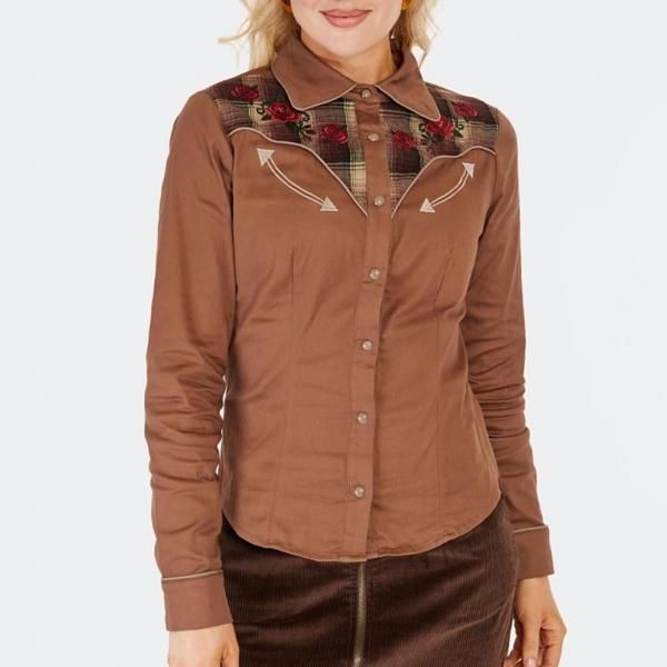 <img class='new_mark_img1' src='https://img.shop-pro.jp/img/new/icons1.gif' style='border:none;display:inline;margin:0px;padding:0px;width:auto;' />Voodoo VixenWestern Style Plaid Panel Shirt