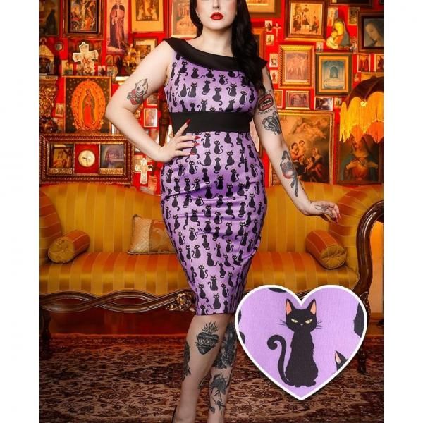 DOLLY and DOTTYDarla Fitted Offshoulder Cat Dress -size UK8