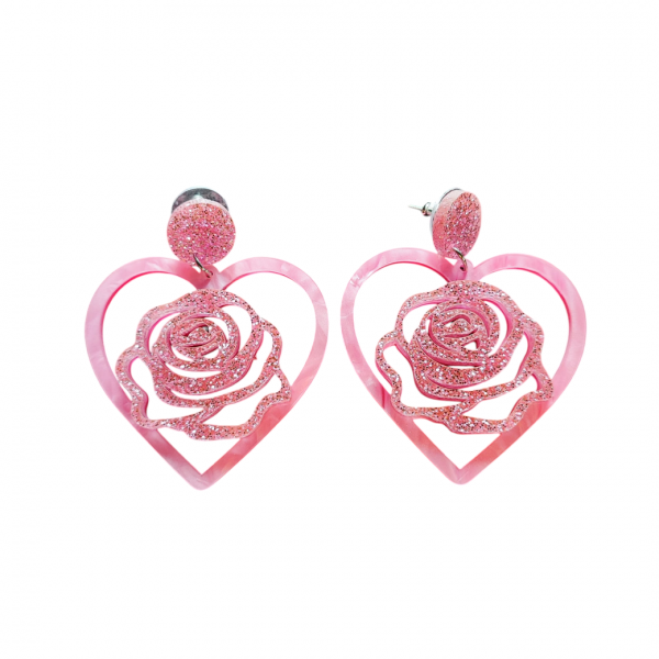 <img class='new_mark_img1' src='https://img.shop-pro.jp/img/new/icons1.gif' style='border:none;display:inline;margin:0px;padding:0px;width:auto;' />VALLERY'S SELECT Rose Heart Earrings Pink