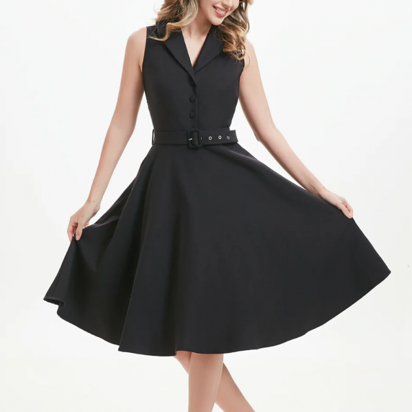 miss luloSolid Black Jani Dress (Viscose Blend with Stretch)<img class='new_mark_img2' src='https://img.shop-pro.jp/img/new/icons1.gif' style='border:none;display:inline;margin:0px;padding:0px;width:auto;' />